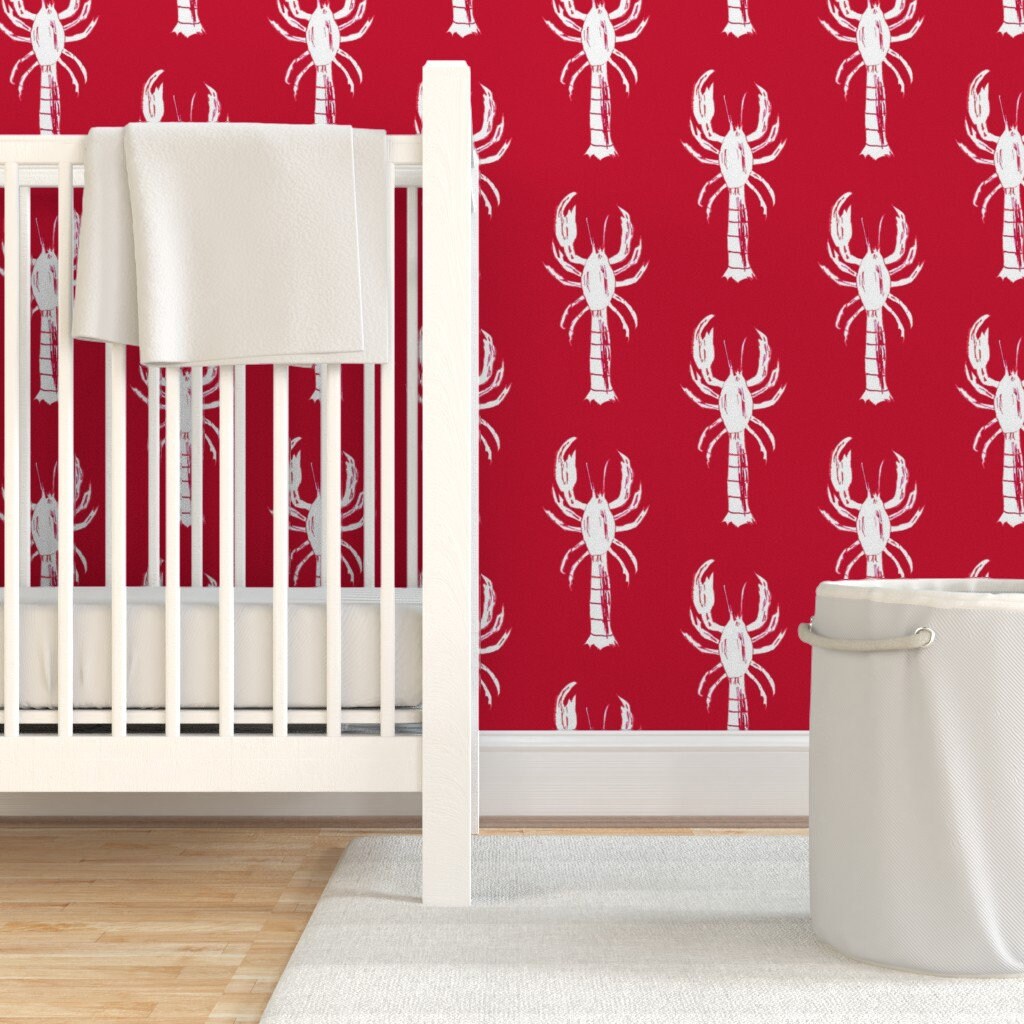 Lobster Wallpaper Rockon Lobster Red by Lisakling Fruit Etsy