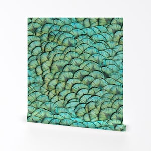 Iridescent Wallpapaer - Peacock ~ Large By Peacoquettedesigns - Peacock Custom Printed Removable Self Adhesive Wallpaper Roll by Spoonflower