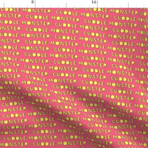 Halloween Fabric - Cuddle Monster || Yellow And Pink C18bs By Littlearrowdesign - Halloween Cotton Fabric By The Yard With Spoonflower