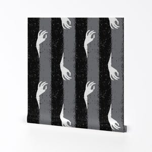 Halloween Removable Peel and Stick Wallpaper - Horror Monster Ghost Large Scale - Wall Art Wall Decor - Creepy Hand Stripe by nancy_bradham