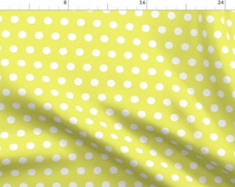 Bright Fabric - Polka Dots Yellow by unasomerville - Retro Neon Doll Fashion Doll Playhouse Party Fabric by the Yard by Spoonflower
