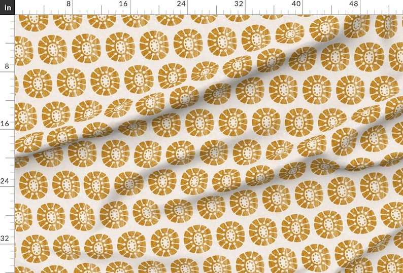 Boho Golden Floral Upholstery Fabric- Boho Bloom by littlearrowdecor - Modern Farmhouse Mustard Gold Fabric By The Yard With Spoonflower image 3