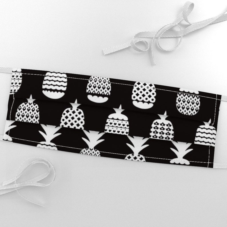 Pineapple Fabric Black & White Geometric Pineapple Fruit Etsy