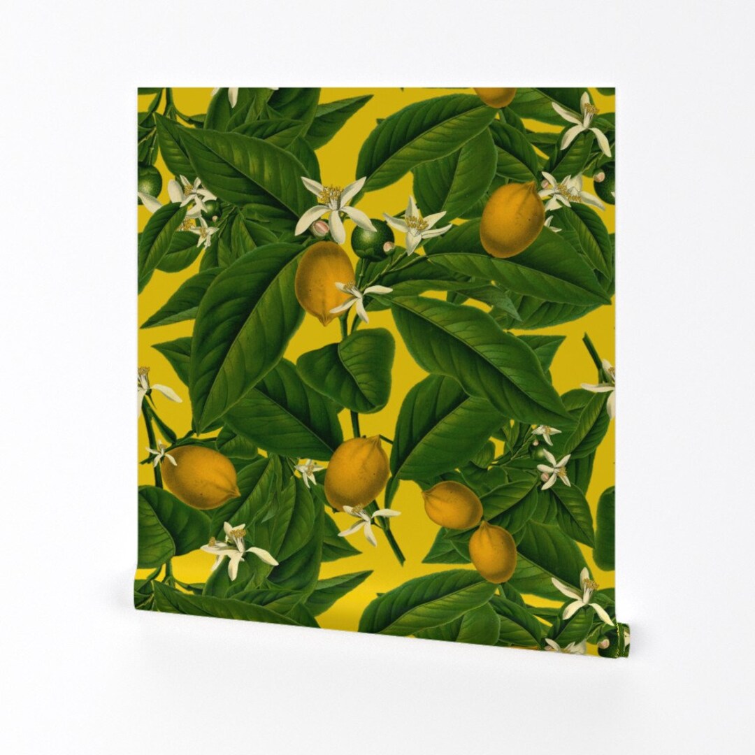 Lemon Wallpaper Lemon Botanical Whist by Peacoquettedesigns Lemon