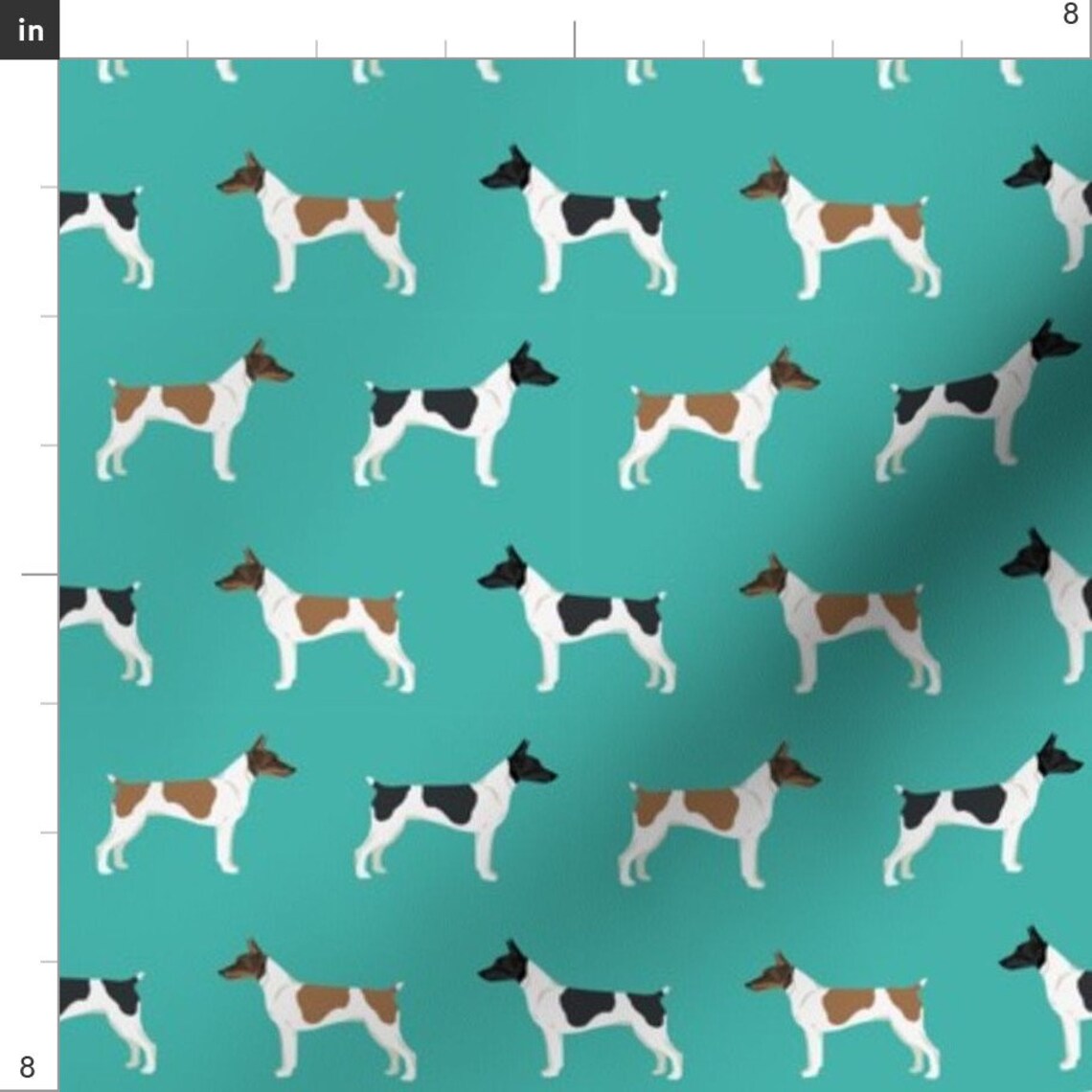 Teal Terrier Fabric Rat Terrier Dog Fabric Simple Pattern 3 Etsy