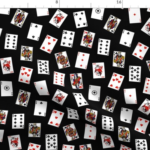 Playing Cards Fabric Scattered Playing Cards // Black by Etsy Australia