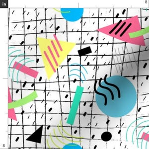 Geometric Fabric - Memphis Style Vibes (Light) By Hollybender - Geometric 80s Retro Aqua Pink Cotton Fabric By The Yard With Spoonflower Bild 3
