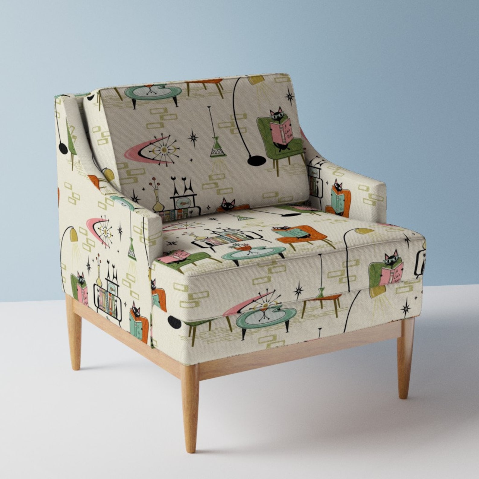 Cats Upholstery Fabric Cozy Cats Den by Studioxtine Etsy