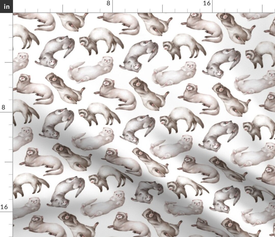 Ferrets Fabric Ferrets by Ktscarlett_ Neutral Brown White Animal Lover