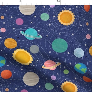 Solar System Fabric - Solar System Planets by carey_copeland - Planets Sun Moon Earth Galaxy Universe Kids Fabric by the Yard by Spoonflower
