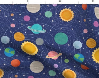 Solar System Fabric - Solar System Planets by carey_copeland - Planets Sun Moon Earth Galaxy Universe Kids Fabric by the Yard by Spoonflower