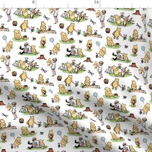 Pooh Bear Fabric - Classic Winnie The Pooh by fluffystudio - Classic Pooh Illustration Balloon Honey Pooh Fabric by the Yard by Spoonflower