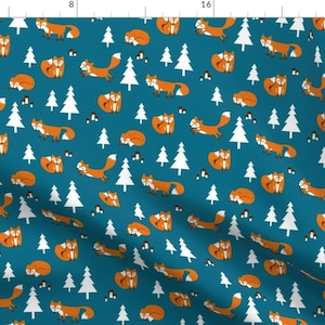 Foxes in the Forest Fabric - Jumpy Foxes By Kaeselotti - Woodland Fox Nursery Decor Cotton Fabric By The Yard With Spoonflower