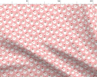 Santa Fabric - All The Santas By Hey Cute Design - Santa Pink Red Christmas Holiday Winter Cute Cotton Fabric By The Yard With Spoonflower