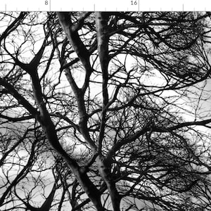Winter Tree Fabric - The Tree Lace ~ Black And White By Peacoquettedesigns - Botanical Tree Cotton Fabric By The Yard With Spoonflower