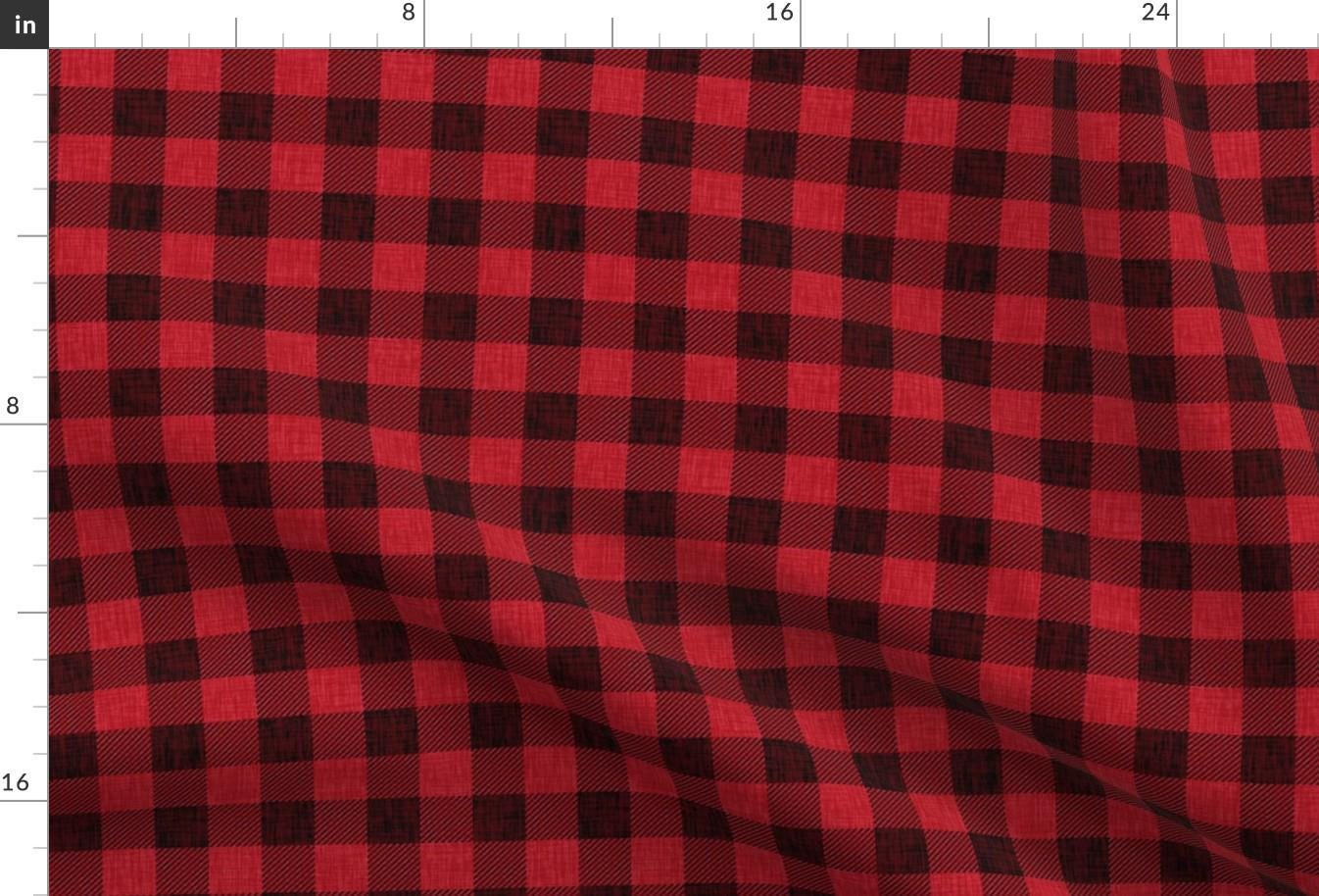 Western Plaid Fabric - Rustic Check - Bright Red by Thecalvarium ...