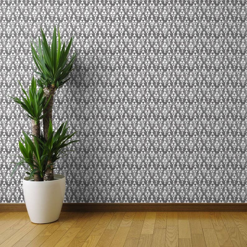 Stacked by Holli Zollinger Geometric Grunge Triangle Wallpaper Custom Printed Removable Self Adhesive Wallpaper Roll by Spoonflower
