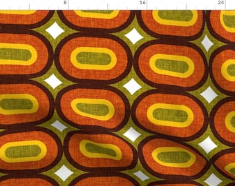 70 S Fabric - Retro Geo by thecalvarium - Retro Disco Large Scale Vintage Avocado Harvest Gold Fabric by the Yard by Spoonflower