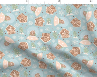 Christmas Apparel Fabric - Modern Merriment Snowy Blue by coastlstudio - Holiday Whimsical Snow Globe Winter Clothing Fabric by Spoonflower