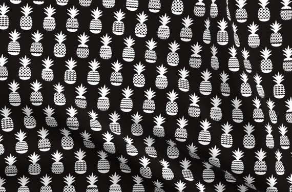 Pineapple Fabric Black & White Geometric Pineapple Fruit | Etsy