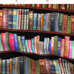 Vintage Library Fabric - Antique Books English Authors By Magentarosedesigns - Bookshelf School Cotton Fabric By The Yard With Spoonflower