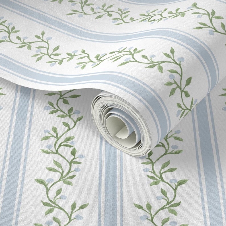 Sage Green Stripe Wallpaper Libby Stripe by Danika_herrick Etsy