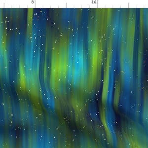 Northern Lights Fabric -In The Midst Of An Aurora By Vo_Aka_Virginiao- Starry Sky Aurora Borealis Cotton Fabric By The Yard With Spoonflower
