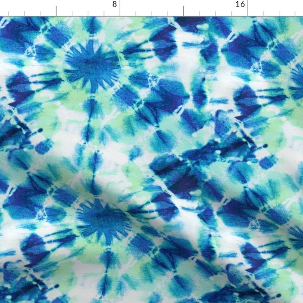 Tie Dye Fabric - Ink Splat By Creativeinchi - Blue Green White Hippy Groovy 1990s Hipster Kids Cotton Fabric By The Yard With Spoonflower