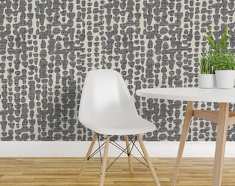Modern Abstract Peel and Stick Wallpaper - Polka Dots Weathered Neutral - Removable Wall Decor Art - Abstract Beige And Grey  by roochita