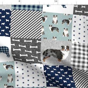 Australian Shepherd Fabric - Australian Shepherd Pet Quilt B Cheater Quilt Floral By Petfriendly- Cotton Fabric By The Yard With Spoonflower