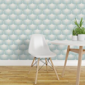 Art Deco Wallpaper - Art Deco Swans By Katerhees - Pastel Light Blue White Birds 1920 Removable Self Adhesive Wallpaper Roll by Spoonflower image 1
