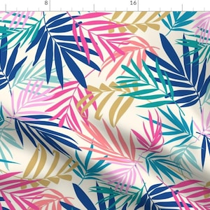 Palm Leaf Fabric - Shadow Palm 2 By Laura May Designs - Tropical Beach Resort Palm Leaf Cotton Fabric By The Yard With Spoonflower