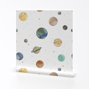 Solar System Wallpaper - Solar System Medium By Shelbyallison - Planets Custom Printed Removable Self Adhesive Wallpaper Roll by Spoonflower