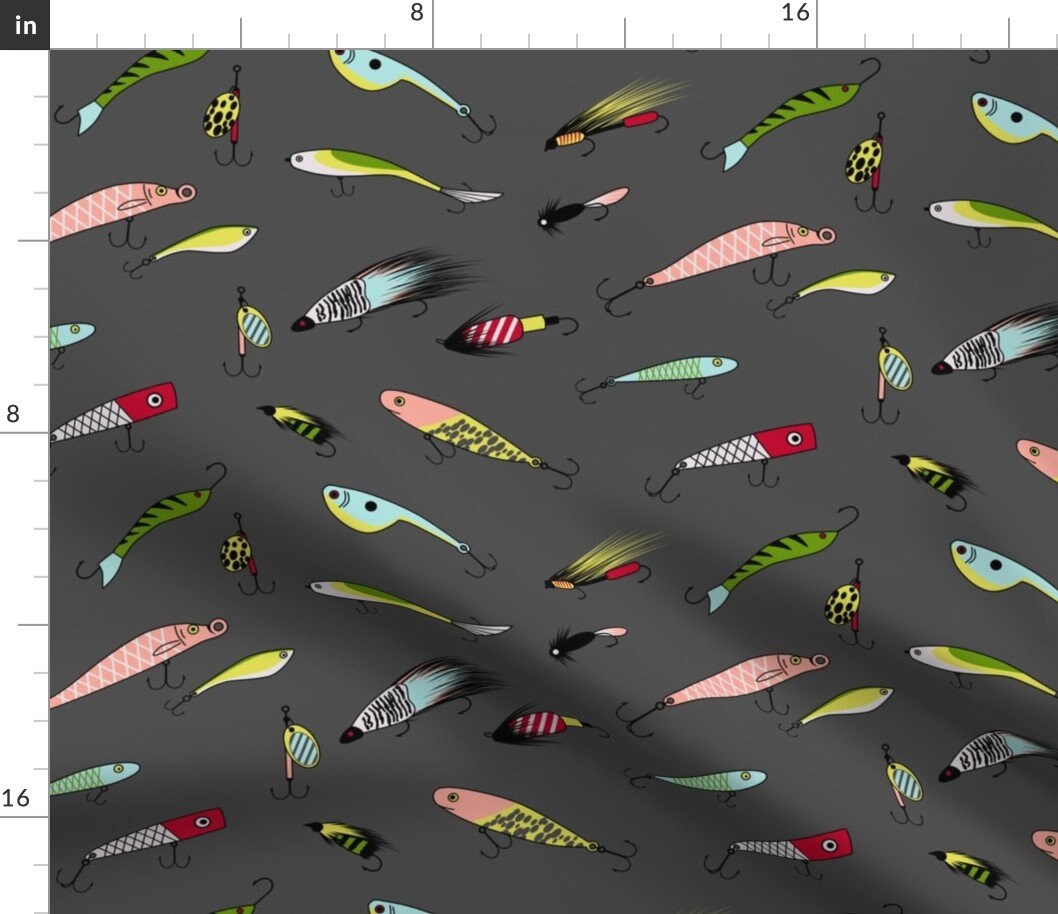 Grey Fishing Lure Hook Fabric Fishing Baits by Ravynka Etsy