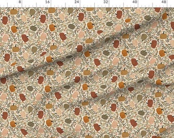 Botanical Extra Wide Sateen Fabric Cottagecore Halloween Thanksgiving Fabric By The Yard Primitive Pumpkins And Vines by the_mirwo_forest