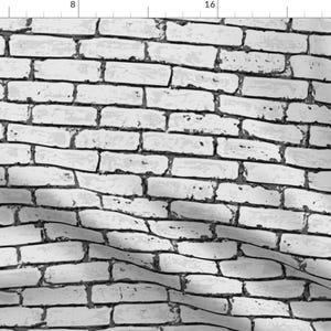 Monochrome Bricks Fabric - Blonde Bricks By Fabric Rocks - Bricks Wall Gray Monochrome Geometric Cotton Fabric By The Yard With Spoonflower