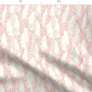 Coastal Coral Fabric - Coral Mermaid by littlearrowdesign - Ocean Nautical Beach Pastel Sea Life Trendy Fabric by the Yard by Spoonflower