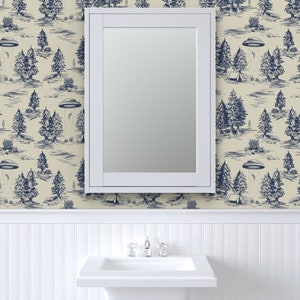 Alien Toile Wallpaper Large Alien Abduction Blue by | Etsy