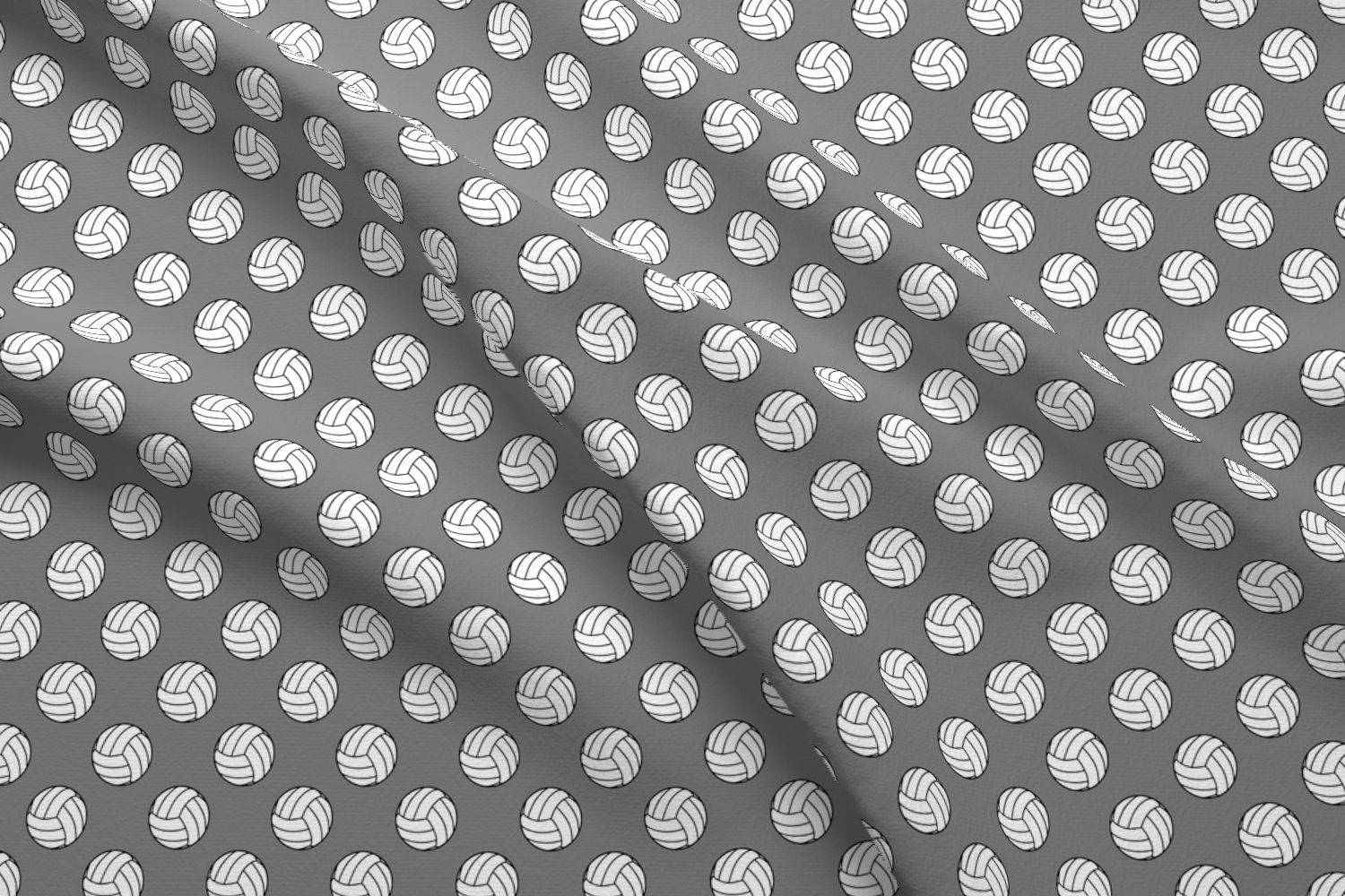 Volleyball Fabric Summer Volleyballs On Medium Gray By Etsy Volleyball fabric