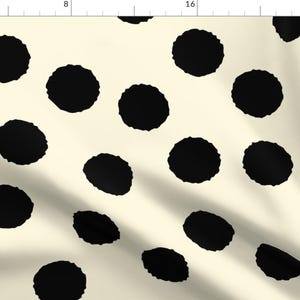 Black + Cream Polkadot Fabric - Rough Black And Cream Polkadot By Katerhees - Abstract Black Dot Cotton Fabric By The Yard With Spoonflower