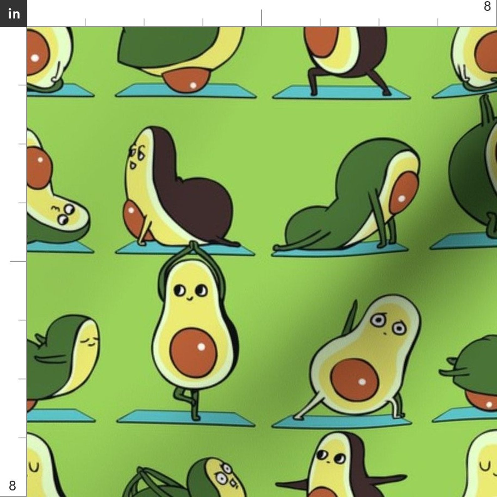 Yoga Fabric Avocado Yoga by Huebucket Yoga Kawaii Food Etsy