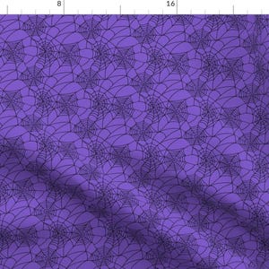 Halloween Fabric - Spiderwebs On Purple by dalesimpsondesign - Spooky Purple Black Spiders Webs Scary Fabric by the Yard by Spoonflower