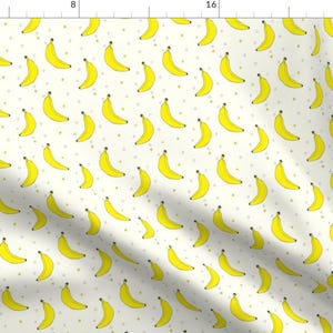 Banana Fabric - Creme Bananas - Elvelyckan By Elvelyckan - Yellow Kids Cute Summer Fruits Cotton Fabric By The Yard With Spoonflower