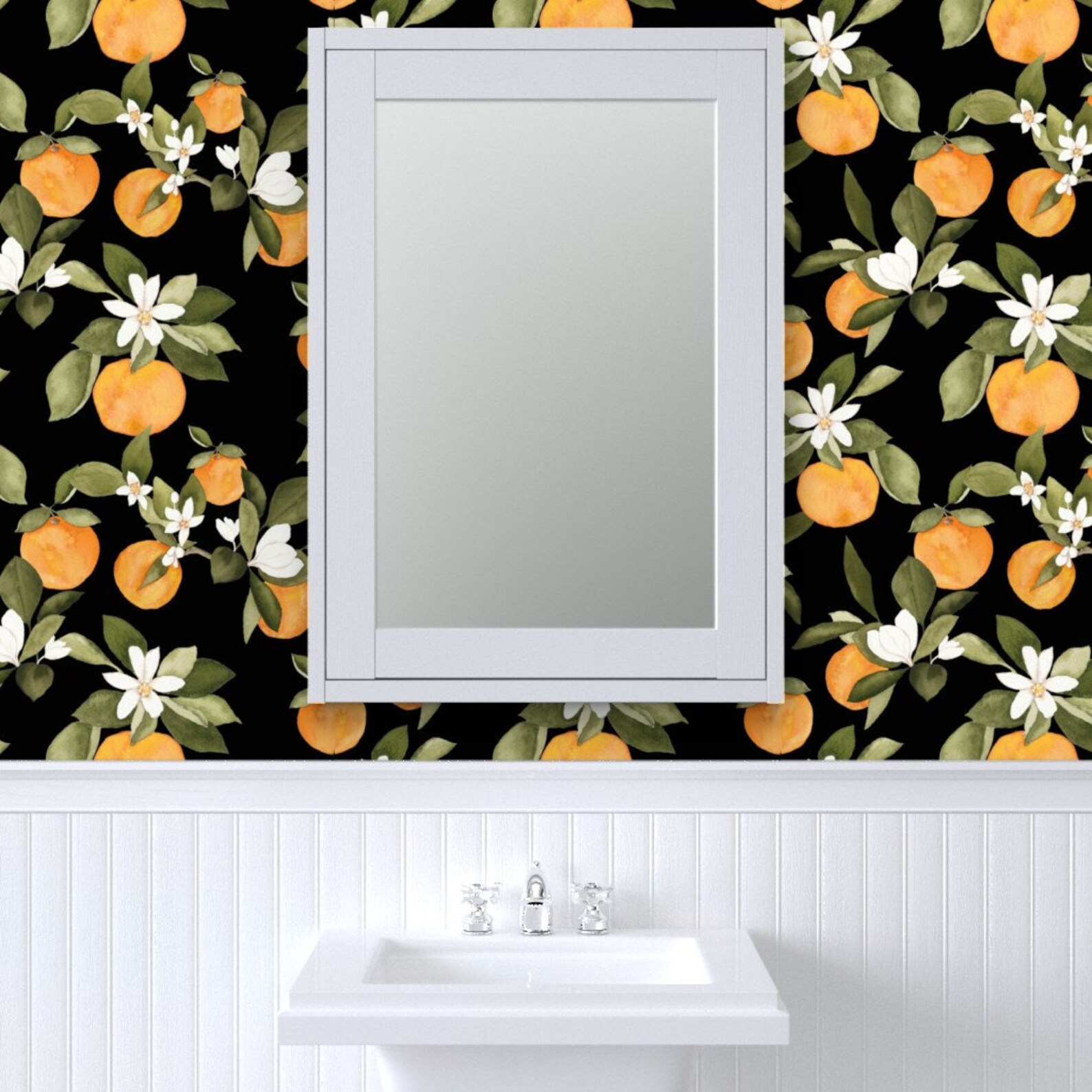 Watercolor Oranges Wallpaper Orange Blossom Dark by Etsy