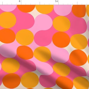 Groovy Polka Dots Fabric - 70s Hot Pink Dots by dominique_vari - Hot Pink Retro Colors 70s Seventies Fabric by the Yard by Spoonflower
