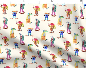 Frogs in Scarves Fabric - Frogs By Jadegordon - Funny Frog Toad Watercolor Doodle Illustration Cotton Fabric By The Yard With Spoonflower