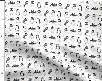 Winter Penguins Fabric - Winter Penguins By Hipkiddesigns - Winter White Black Cute Kids Penguins Cotton Fabric By The Yard With Spoonflower