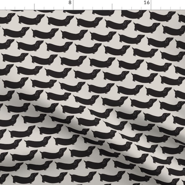 Black and Gray Dachshund Fabric - Dachsunds Dogs Black Grey By Laurawrightstudio - Dachshund Cotton Fabric By The Yard With Spoonflower