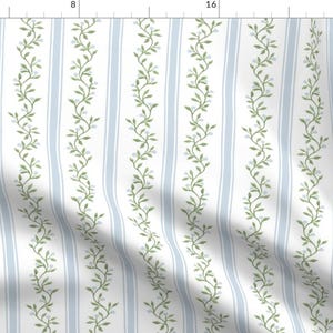 Sage Green Stripe Fabric - Libby Stripe by danika_herrick - Regency Cottagecore Neutral Traditional Fabric by the Yard by Spoonflower
