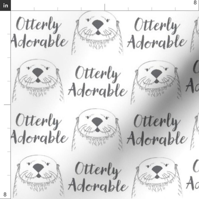 Adorable Otter Fabric - Otterly Adorable In Charcoal By Lilcubby - Otter Cute Baby Animal Nursery Cotton Fabric By The Yard With Spoonflower image 3